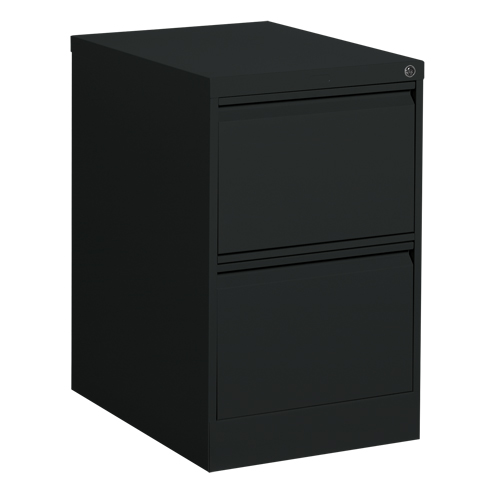 Vertical Filing Cabinet, Steel, 2 Drawers, 18-1/7" W x 25" D x 29" H, Black Quali-T-Solutions