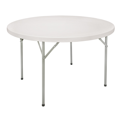 Folding Table, Round, 48" L x 48" W, Polyethylene, White Quali-T-Solutions