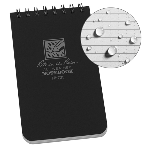 Pocket Top-Spiral Notebook, Soft Cover, Black, 100 Pages, 3" W x 5" L Quali-T-Solutions