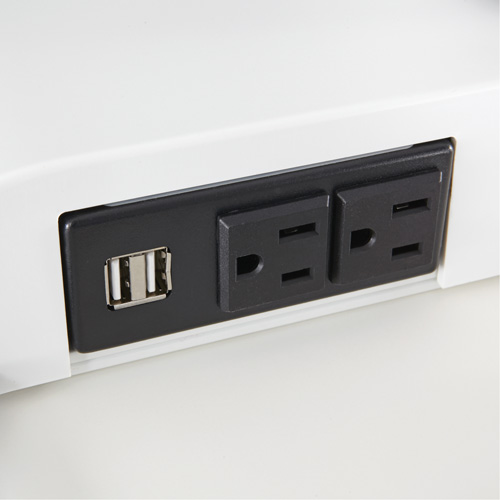 Soar Sit/Stand Electric Desk with Dual Monitor Arm, Desktop Unit, 37-1/4" H x 27-3/4" W x 22" D, White Quali-T-Solutions