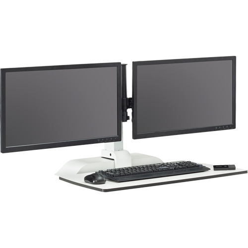 Soar Sit/Stand Electric Desk with Dual Monitor Arm, Desktop Unit, 37-1/4" H x 27-3/4" W x 22" D, White Quali-T-Solutions