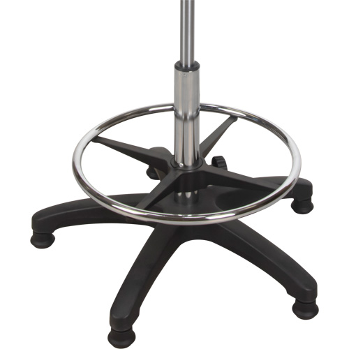 Tabouret ergonomique robuste avec accoudoirs r&eacute;glables, Stationnaire, Ajustable, 39" - 48", Polyur&eacute;thane Si&egrave;ge, Noir Quali-T-Solutions
