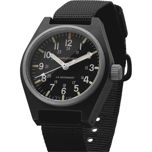 Montre au quartz d'usage g&eacute;n&eacute;ral avec MaraGlo, Analogique, &agrave; piles, 0,6" la x 1,3" p x 0,4" h, Noir Quali-T-Solutions