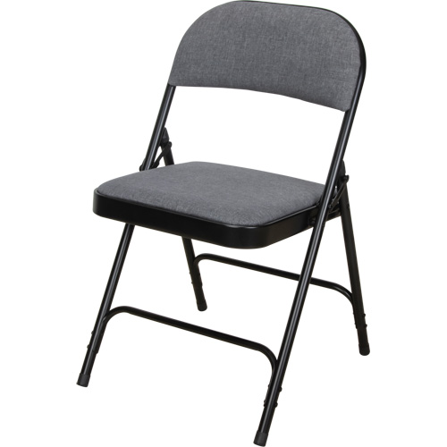 Deluxe Fabric Padded Folding Chair, Steel, Grey, 300 lbs. Weight Capacity Quali-T-Solutions