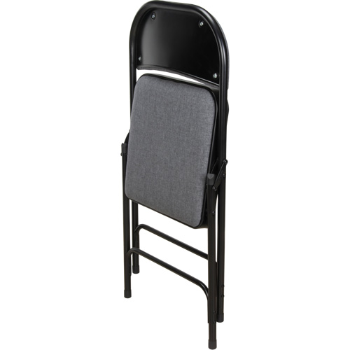 Deluxe Fabric Padded Folding Chair, Steel, Grey, 300 lbs. Weight Capacity Quali-T-Solutions