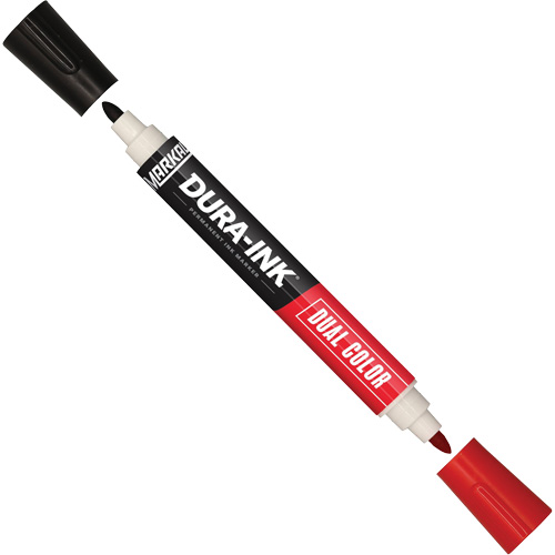 Marqueur &agrave; encre permanente et double couleur Markal Dura-Ink, Noir/Rouge, Pointe Ronde Quali-T-Solutions