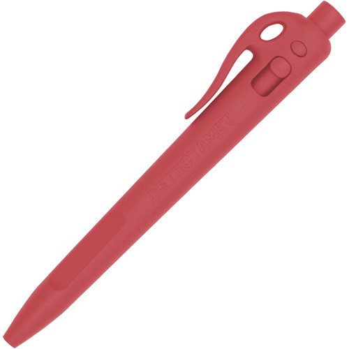 Stylo &agrave; bille d&eacute;tectable avec agrafe, Rouge, 1 mm, R&eacute;tractable Quali-T-Solutions