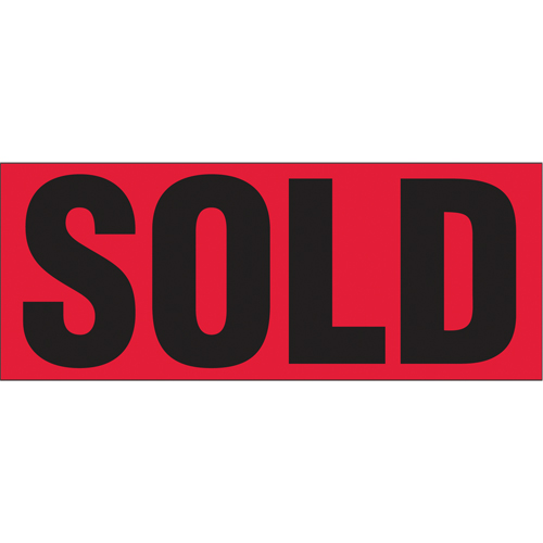 &eacute;tiquettes pour traitement sp&eacute;cial Sold, 5" lo x 2" la, Noir/rouge Quali-T-Solutions