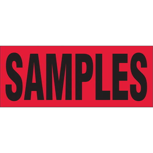 "Samples" Special Handling Labels, 5" L x 2" W, Black on Red Quali-T-Solutions