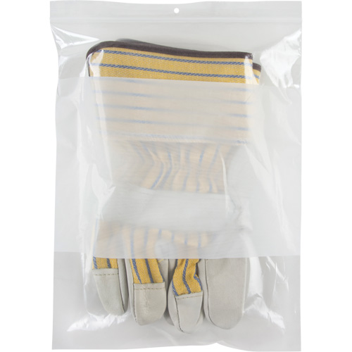 Sacs en poly avec espace inscriptible blanc, Refermable, 12" x 9", 2 mils Quali-T-Solutions