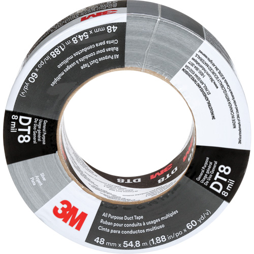 DT8 All-Purpose Duct Tape, 8 mils, Silver, 48 mm (2") x 55 m (180') Quali-T-Solutions