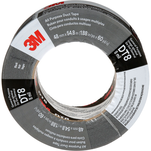 DT8 All-Purpose Duct Tape, 8 mils, Black, 48 mm (2") x 55 m (180') Quali-T-Solutions