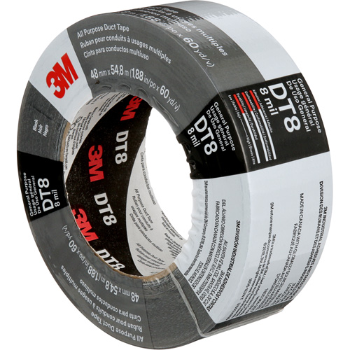 DT8 All-Purpose Duct Tape, 8 mils, Black, 48 mm (2") x 55 m (180') Quali-T-Solutions