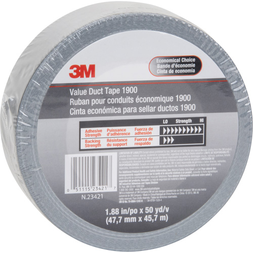 Ruban pour conduit &eacute;conomique 1900, 5,8 mils, Argent, 48 mm (2") x 5,7 m (18,7') Quali-T-Solutions