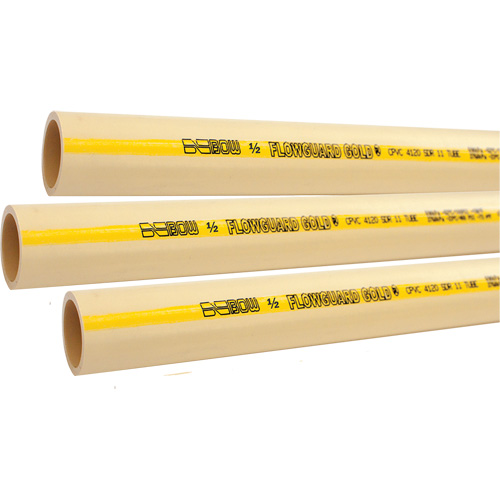 Flowguard Gold&reg; Hot & Cold Water Pipe, CPVC, 20' L x 0.5" Dia. Quali-T-Solutions