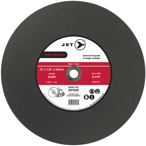 Meules &agrave; tronçonner POWER ABRASIVE, 12" x 1/8", Arbre de 20 mm, Type 1, 6370 Tr/min Quali-T-Solutions