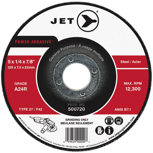 POWER ABRASIVE&reg; Grinding Wheel, 4" x 1/4", 5/8" Arbor, Type 27 Quali-T-Solutions