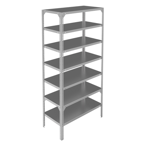 &eacute;l&eacute;ment de rayonnage, Acier galvanis&eacute;, Montant &agrave; fente, Capacit&eacute; 275 lb, 48" la x 84" h x 18" p Quali-T-Solutions