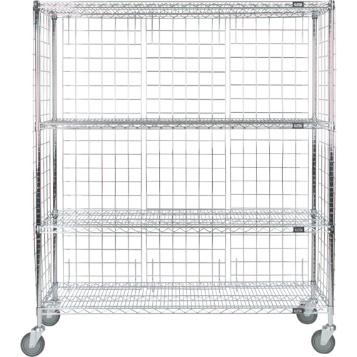 Enclosed Wire Shelf Cart, Chrome Plated, 60" x 69" x 18", 800 lbs. Capacity Quali-T-Solutions