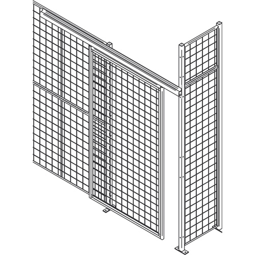 Porte &agrave; glissi&egrave;re robuste pour cloison en treillis m&eacute;tallique, 8' la x 8' h Quali-T-Solutions