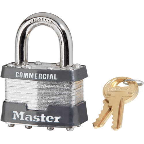 Cadenas commercial, Argent, Cl&eacute;s diff&eacute;rentes, Acier lamin&eacute;, Largeur de 1-9/16" Quali-T-Solutions