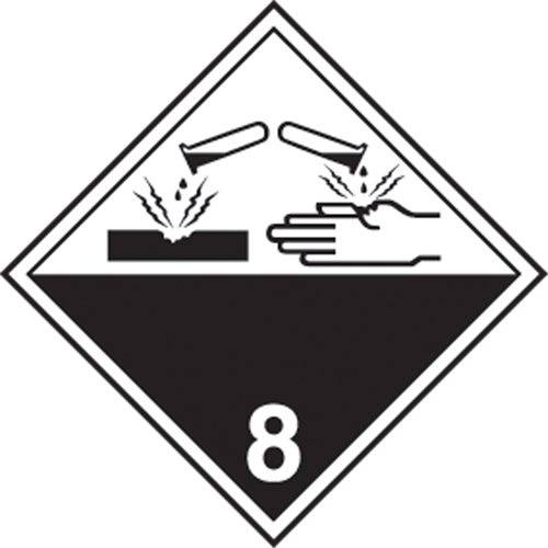 &eacute;tiquettes d'exp&eacute;dition TMD, Classe 8, Corrosifs, Papier Quali-T-Solutions