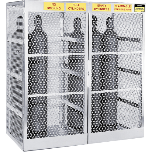 Aluminum LPG Cylinder Locker Storage, 20 Cylinder Capacity, 60" W x 32" D x 65" H, Silver Quali-T-Solutions