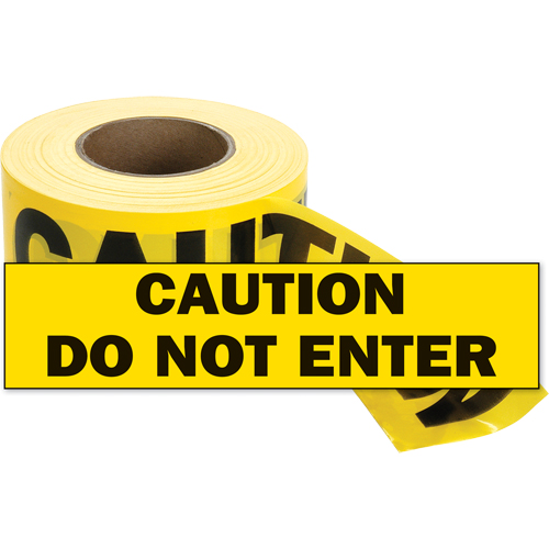 Rubans pour barricades, Anglais, 3" la x 1000' lo, 2 mils, Noir sur jaune Quali-T-Solutions