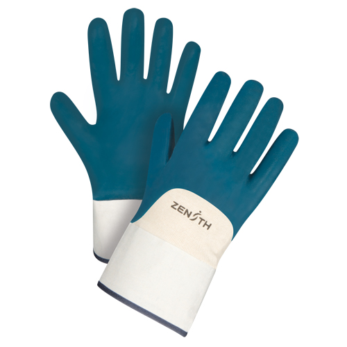 Gants &agrave; poignet de s&eacute;curit&eacute; de poids lourd, 10/T-Grand, R&ecirc;vetement Nitrile, Enveloppe en Coton Quali-T-Solutions