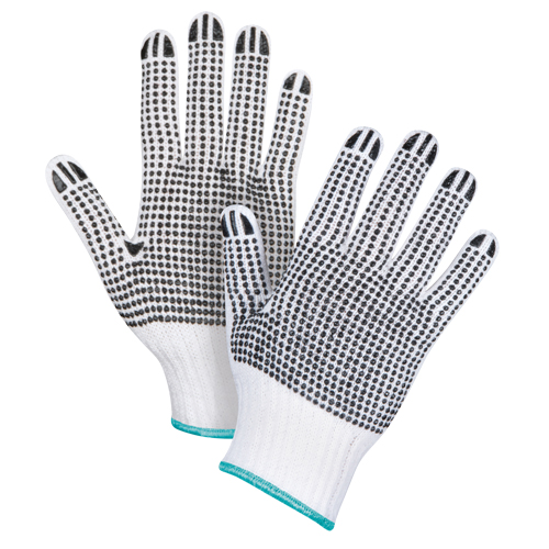 Gants tricot&eacute;s deux c&ocirc;t&eacute;s &agrave; pois, Poly/coton, Deux c&ocirc;t&eacute;s, Calibre 7, T-Grand Quali-T-Solutions