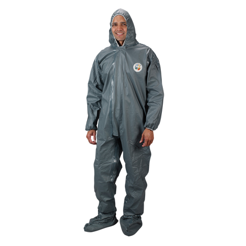 2.0 Mil CRFR Hooded Coveralls, Small, Grey, FR Treated Fabric Quali-T-Solutions
