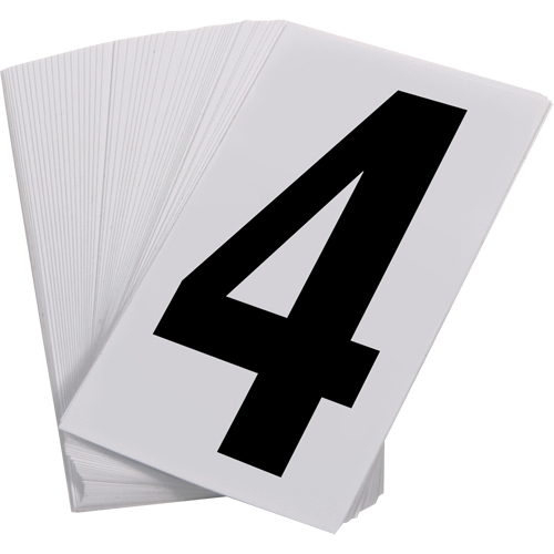 Pressure Sensitive Numbering, 4, 3-1/2" H, Black on White Quali-T-Solutions