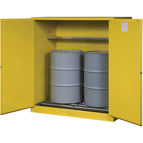 Armoires Sure-Grip EX pour entreposage de barils &agrave; la verticale, Capacit&eacute; de 110 gal. US, 2 barils, Jaune Quali-T-Solutions