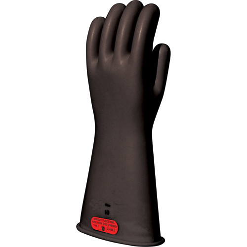 Black Natural Rubber Insulating Gloves, ASTM Class 0, Size 8, 14" L Quali-T-Solutions