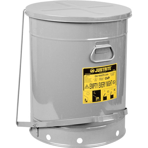 Oily Waste Cans, FM Approved/UL Listed, 21 US gal., Silver Quali-T-Solutions