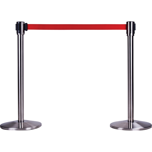Poteau r&eacute;cepteur pour barri&egrave;res sur pieds pour le contr&ocirc;le des foules, Hauteur de 35", Acier inoxydable Quali-T-Solutions