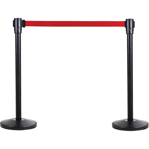 Poteau r&eacute;cepteur pour barri&egrave;res sur pieds pour le contr&ocirc;le des foules, Hauteur de 35", Noir Quali-T-Solutions