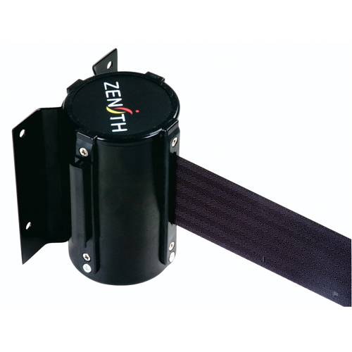 Barri&egrave;re &agrave; fixation murale, Acier, Fixation par vis, 12', Ruban Noir Quali-T-Solutions