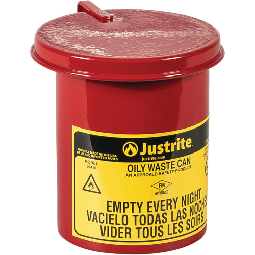 Mini Bench - Top Oily Waste Cans, FM Approved, 0.45 US gallon, Red Quali-T-Solutions