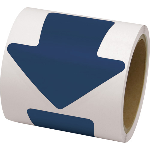 D&eacute;calcomanie en couleur pour le marquage des planchers, Fl&egrave;che, 4" lo x 4" la, Bleu, Vinyle Quali-T-Solutions