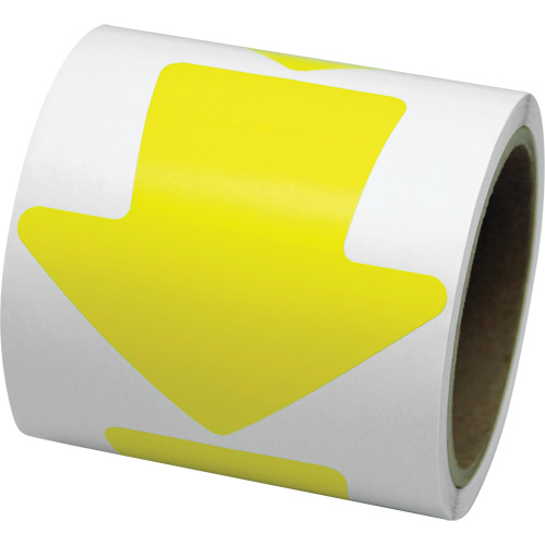 Coloured Floor Marking Decals, Arrow, 4" L x 4" W, Yellow, Vinyl Quali-T-Solutions