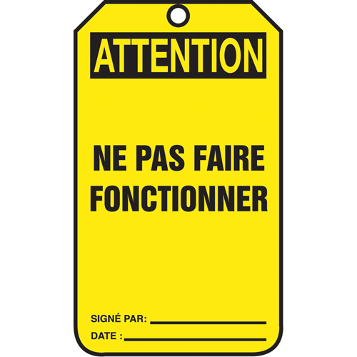 Lockout Tags, Cardstock, 3-1/8" W x 5-7/8" H, French Quali-T-Solutions