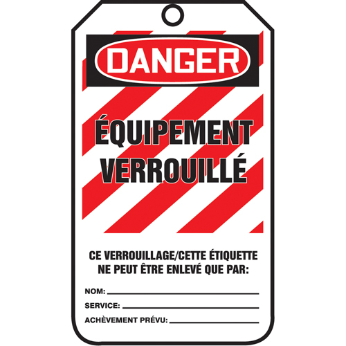 &eacute;tiquettes de verrouillage, Plastique, 3-3/8" la x 5-7/8" h, Français Quali-T-Solutions