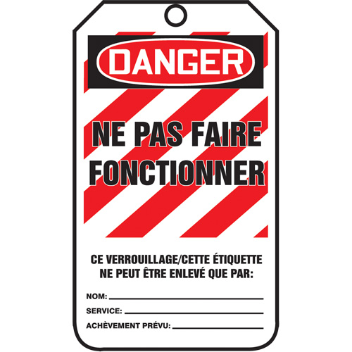 Lockout Tags, Plastic, 3-3/8" W x 5-7/8" H, French Quali-T-Solutions