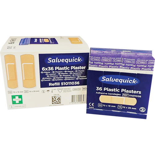 Salvequick&reg; Bandage Dispensing Systems Refills, Rectangular/Square, Plastic, Sterile Quali-T-Solutions