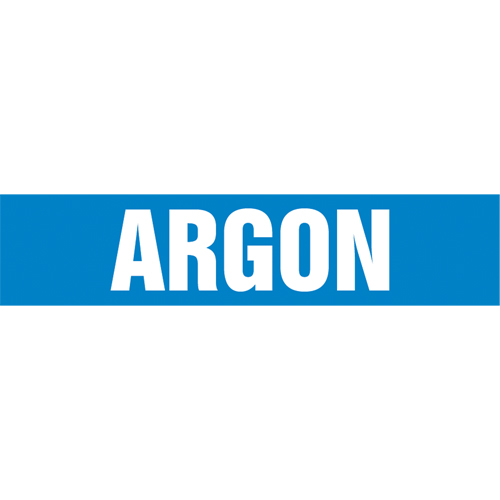 Marqueur de tuyau "Argon", Autocollant, 4" h x 24" la, Blanc/bleu Quali-T-Solutions