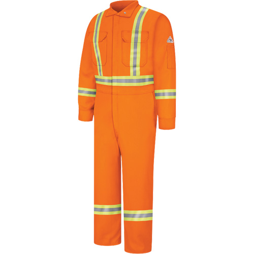 Flame-Resistant Coveralls with Reflective Trim, Size 38, Orange, 12.2 cal/cm² Quali-T-Solutions