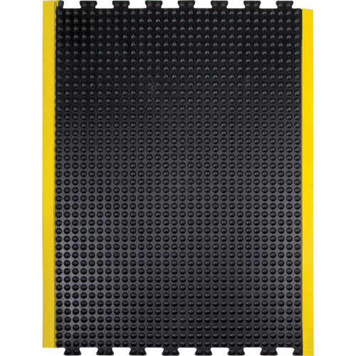 Tapis antifatigue en d&ocirc;me, &agrave; bulles, 3' x 4' x 1/2", Noir, Caoutchouc Quali-T-Solutions