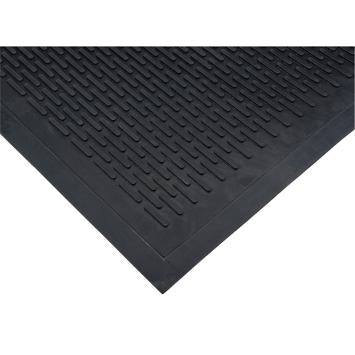 Tapis &agrave; profil bas, Caoutchouc, Grattoir Type, Motif Plein, 3' x 5', Noir Quali-T-Solutions