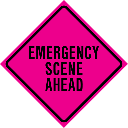 "Emergency Scene Ahead" Roll-Up Traffic Sign, 36" x 36", Vinyl, English Quali-T-Solutions